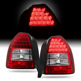 AKKON - For 1996-2000 Honda Civic Ek9 3-Door Hatchback JDM Red Clear LED Tail Brake Lights Lamps Set