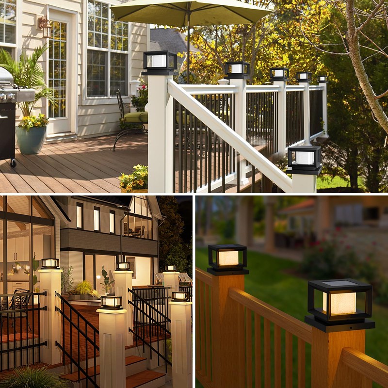Mlambert 8 Pack Solar Post Lights, 4x4 6x6 Wooden Vinyl