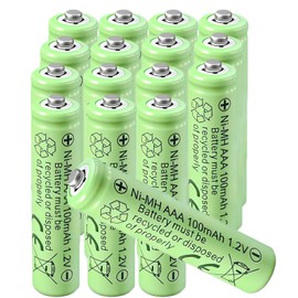 12 Pcs 1.2V AAA 100mAh NiMh Rechargeable Batteries for Solar Lights