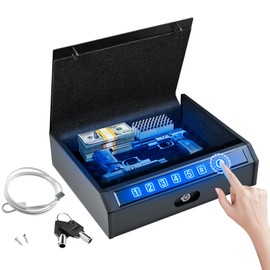 ADIMO Gun Safe, Biometric Gun Safe for Handgun, Pistol Safe, 3 Ways Quick-Access with Fingerprint, Lock or keypad, Handgun Safe for Cloakroom living room Bedroom Nightstand Drawer Bedside and Car