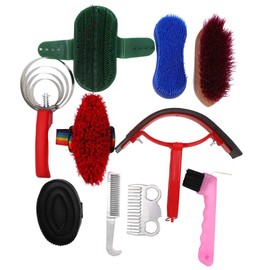 MUALROUS Horse Grooming Kit 10PCS Horse Cleaning Set Horse Brush Set Brush Cleaning Kit for Horses Equestrian Brush Curry Comb Horse Cleaning Tool Set