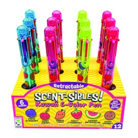 Raymond Geddes Exclusive Scent-sibles Kawaii 6-Color Pen - Pack of 12 - Fun Scented Multi-Color Pens for Kids