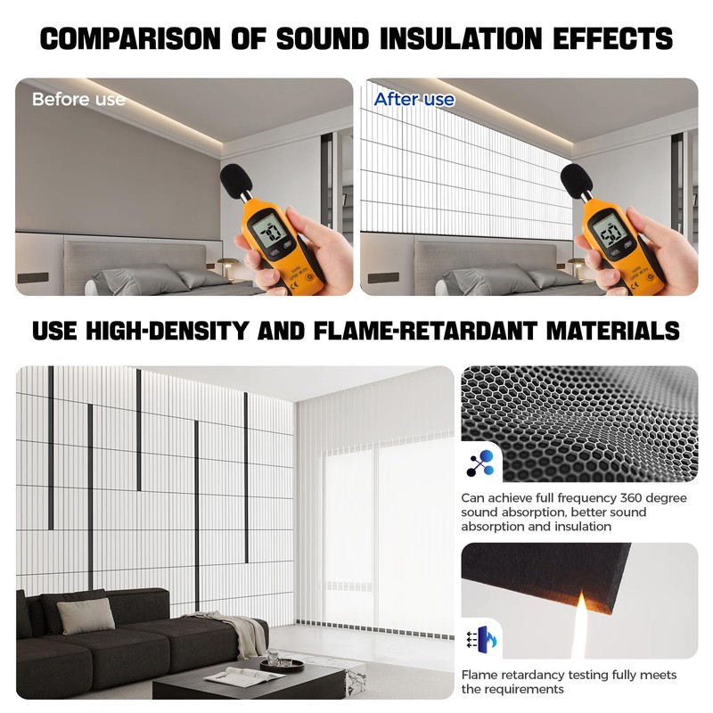 10Pack Self-Adhesive Soundproof Wall Panels, 15.7 x 15.7 x 0.4