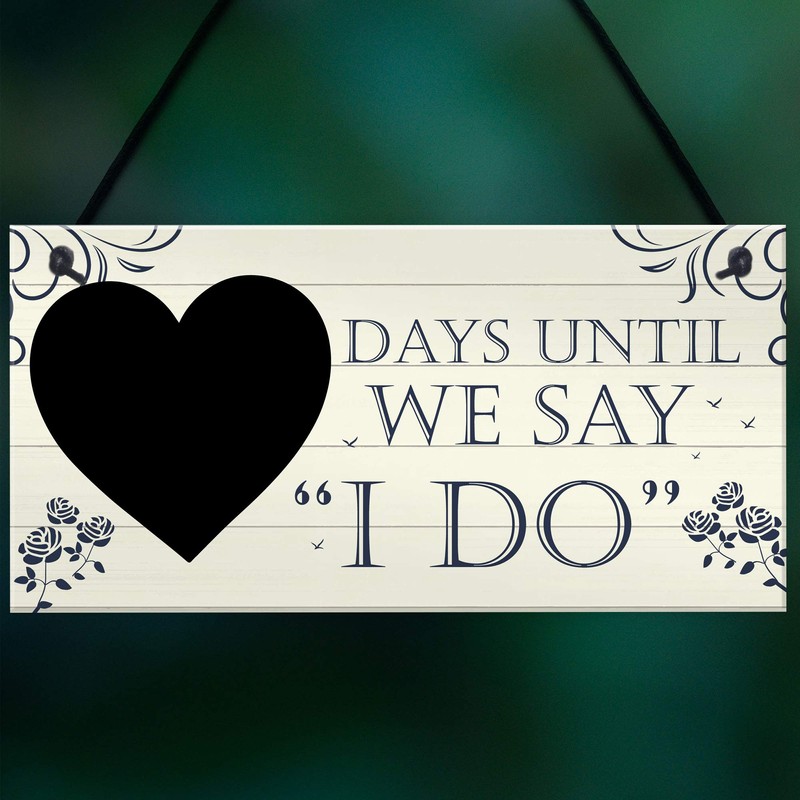 RED OCEAN Wedding Countdown I DO Chalkboard Hanging Plaque Sign