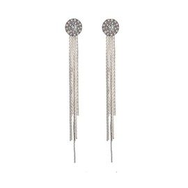 Prosy 1 Pair Tassel Rhinestone Sunflower Earrings Silver Long Earring Vintage Wedding Dress Accessories for Women and Girls
