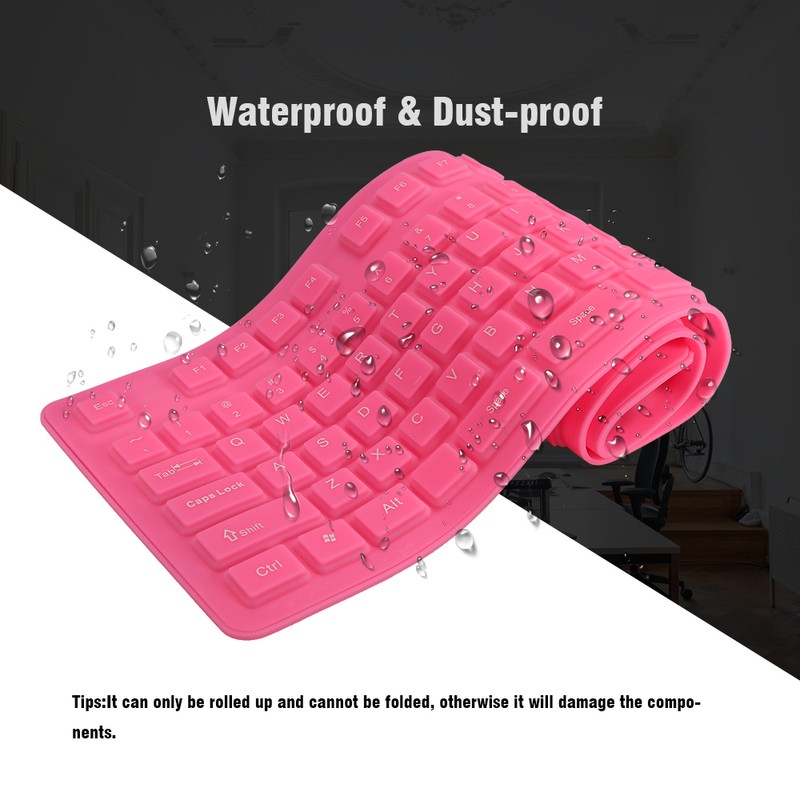 108 Keys USB Silicone Flexible Foldable Keyboard Waterproof Dustproof USB