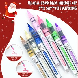 6 Color Acrylic Paint Markers, Brush Tip Acrylic Paint Pens With Visual Ink Window, Fabric Paint Markers for Clothes, Textile - High Coverage on Wood, Glass, Rock - DIY Art Supplies for Kids, Adults