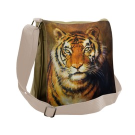Ambesonne Tiger Messenger Bag, Oil Painting Style Animal, Unisex Cross-body