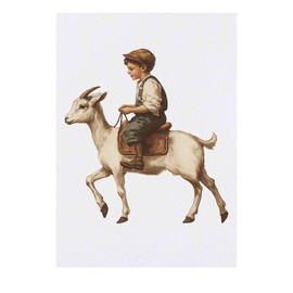 'Boy Riding Goat' Temporary Tattoo - Water Resistant, Skin-Safe, Non-Toxic Transfer (TO00080565)