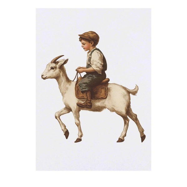 'Boy Riding Goat' Temporary Tattoo - Water Resistant, Skin-Safe, Non-Toxic