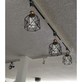 Kiven H System Track Lighting Heads,Vintage Loft Design, Black Basket Cage Track Mount Light,Adjustable Decorative Lighting Fixture for Kitchen Island Hotel Shop and Bar,Black - 1 Pack