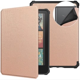 GIOPUEY Case Compatible with Kindle Colorsoft Signature Edition, Flip Case, PU Leather + Soft TPU Case, Auto Sleep/Wake, 360° Protection, Rose Gold