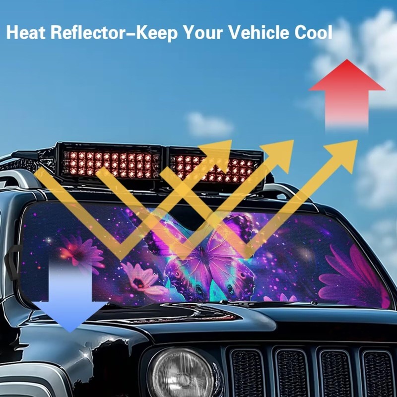 Tupalatus Butterfly Windshield Sun Shade Compatible with Jeep Wrangler JK
