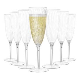 Homvle Plastic Champagne Flutes 96 Pack, Disposable Plastic Champagne Glasses 6 OZ, 1- Piece Construction Plastic Wine Glasses for Parties/Wedding