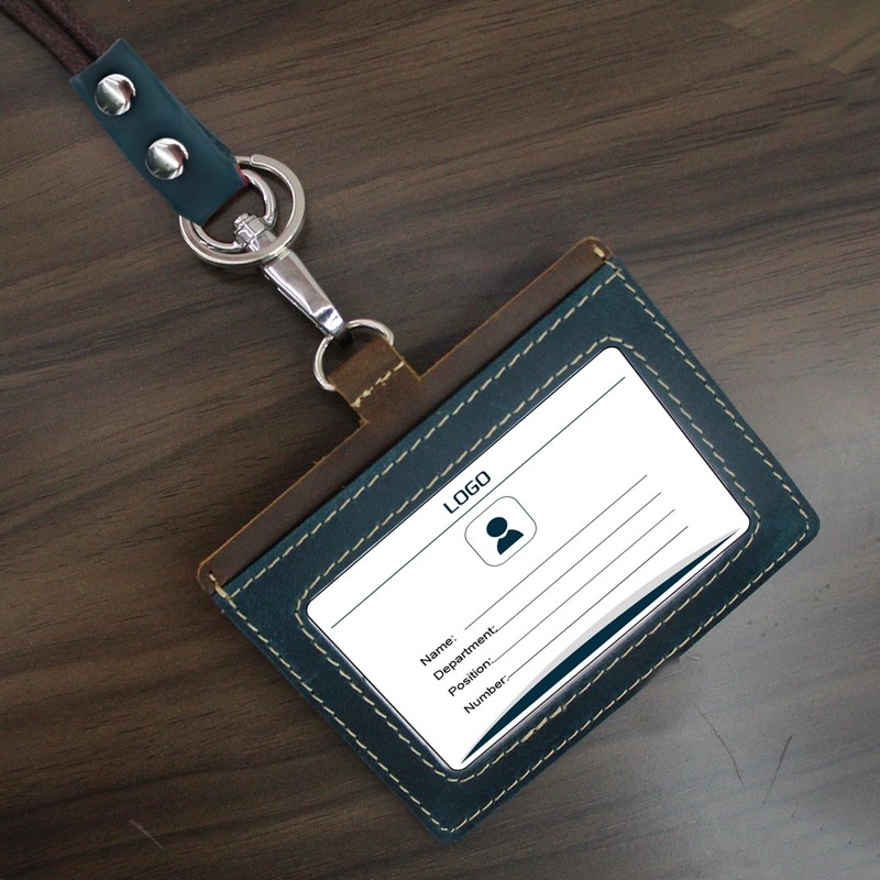 boshiho ID Card Holder, Horizontal, Genuine Leather, Name Holder, 3