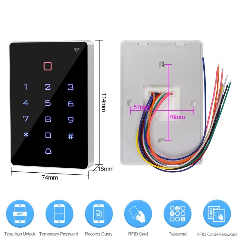 YiToo Standalone WiFi Tuya Access Control Keypad RFID 125KHz Access