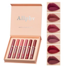 Labial Mate de Larga Duración, Labial Líquido, 6 Piezas Labial Traje, Lápiz Impermeable Kit, Labiales set (A)