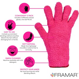 FRAMAR - Guantes de micro fibra para pintar el cabello, peludos, reutilizables, para peluquería, para limpieza, rosa