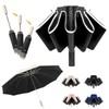 Folding Umbrella, Reverse Folding Umbrella, One-touch Automatic Opening/Closing Safety Design, One-Touch Automatic Opening/Closing Umbrella, Men's, Large, Durable, 10 Ribs, Reflective Tape, Strong