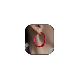 Red Hoop Earrings for Women Matte Exaggerated Retro Large Round Hoop Earings 80s 90s Neon Bright Loop Jewelry Accessories