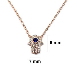MYSTIC JEWELS by Dalia Necklace Hand of Fatima with Pendant Lucky Charm - Minimalist - 925 Sterling Silver for Protection (Pink)