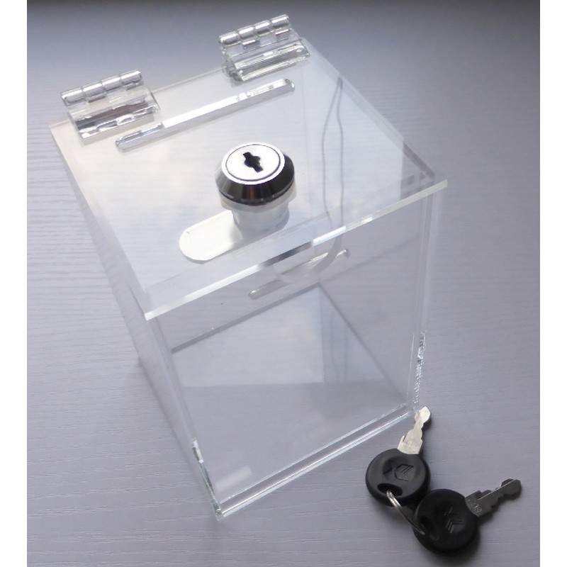 Aoakua Money Bank Charity Box with Key Acrylic W90mm Clear