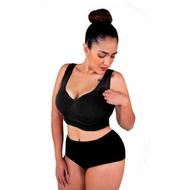 I LOVE SHAPE | Brasier Push Up para Mujer a través de Sistema de Bandas con Triple Ajuste sin Barillas Máximo Control (Copas A hasta DD) (Negro-CH) -2078