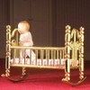 The Dolls House Emporium 'Brass' Cradle & Pink Check Mattress