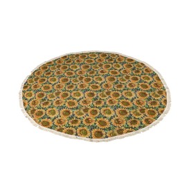 LABRIMP Elegant Manteles de Mesa Sunflower Print Round Tablecloth for Dining Room