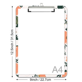 Rimilak Plastic Clipboards with Metal Clip, A4 Letter Size 9 x 12.5 in, Office Decorative for Students Women Men and Kids, Cute Custom Pattern, Beauty Flower