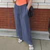 Duyang Womens Cotton Linen Palazzo Pants Drawstring Elastic Waist Casual