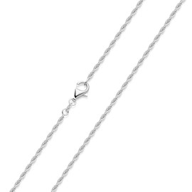 MATERIA by Matthias Wagner Women's Double Anchor Chain Necklace 925 Silver 2 mm Rhodium-Plated 40-80 cm, Sterling Silver