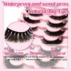 BTLLSSH False Eyelashes Wispy Lashes Natural Look Fake Eyelashes Cat Eye Lashes Mink Fluffy Strip False Lashes Fox Eye Lashes Pack 14 Pairs