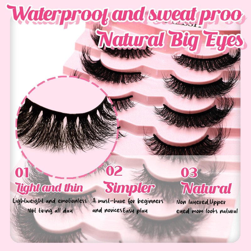 BTLLSSH False Eyelashes Wispy Lashes Natural Look Fake Eyelashes Cat
