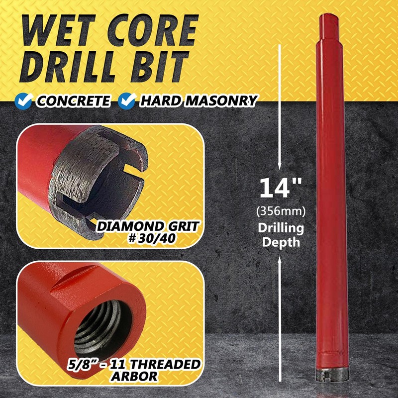 1-1/2" Wet Drill Core Bits for Concrete and Hard Masonry,