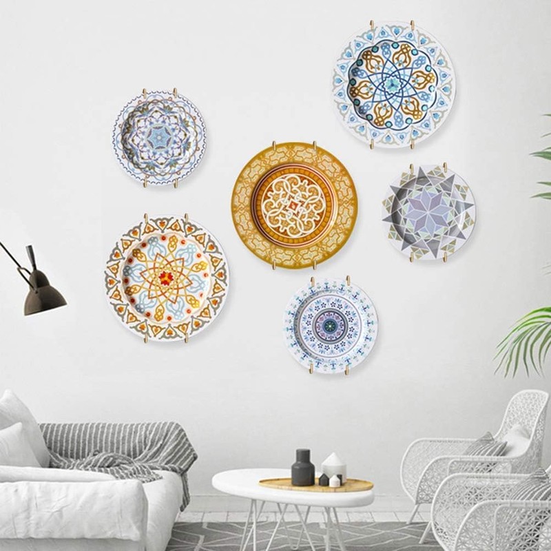 ieron 6Pcs Wall Plate Hanger Set, 4 Inches Dish Display