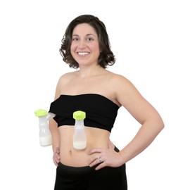 Strapless Pump&Nurse Bra, All-in-one Hands-Free Pumping and Nursing Bra for All Breast Pumps - Black, M/L/XL