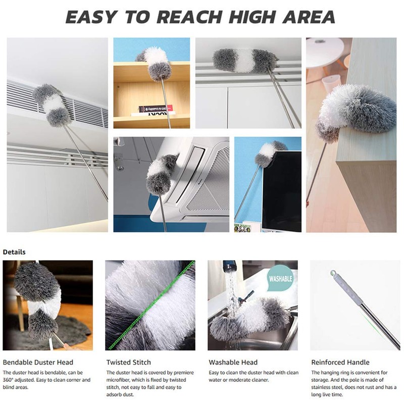 BOOMJOY Microfiber Feather Duster with Extendable Pole and Bendable Head,