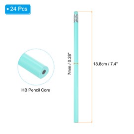 PATIKIL Round Pencils, 24 Pcs Triangle HB Graphite Pencil Wooden Pencils with Eraser for Classroom Office Writing Drawing Supplies, Light Green