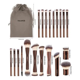 21pzs Brochas De Maquillaje Profesionales De Tubo De Aluminio Con Bolsa De Cosméticos Pincel De Maquillaje De Doble Punta Alta Calidad Color Marrón Ca