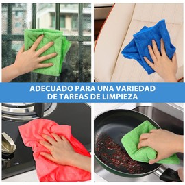 GIVOOBE Paños de Limpieza de Microfibra, 3 Trapos, Toallas de Limpieza de 3 Colores, 20"X30", Paño Microfibra de Colores, Toallas Multiusos Super Absorbente (Azul, Verde y Rojo)
