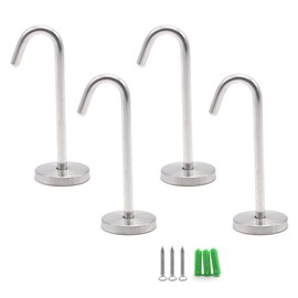 Stainless Steel Ceiling Hooks Wall Hooks with Screws Heavy Duty Pack of 4