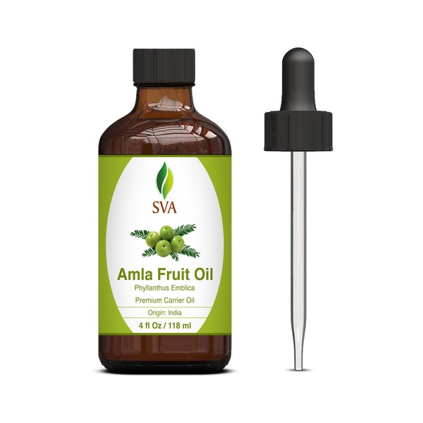 SVA Amla Oil 4oz (118ml) Premium Carrier Oil With Dropper For Hair Care, Hair Oiling, Scalp Massage, & Skin Care