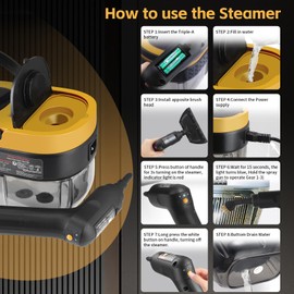Steam Cleaner, 3-Level Adjustable Handle, 15s Heat-Up, 1.69 Quarts Tank, Portable Steamer for Cleaning with 10 Accessories, Steam Cleaner for Home for Dirt (Yellow)