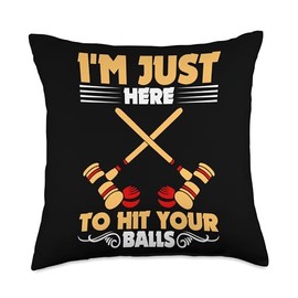 Croquet Game Set Crokay Lawn Game Clothing Game Balls Set 8 Croquet Player Throw Pillow, 18x18, Multicolor