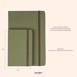 ANECDOTE. Small Notebook (2 Pack) - Premium Quality Pocket Journal for Writing Notes - Compact, Durable, Ideal Travel Journal for Notes & Lists - Expand Your Creative Potential! (Olive Green)