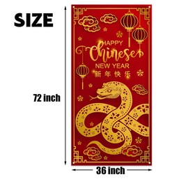 Chinese New Year Door Cover 2025 Year of The Snake Banner China Spring Festival Lunar New Year Decor Chinese New Year Decorations for Home Party