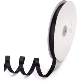 IHKFILAN Double Faced Satin Ribbon 3/8Inchx100Yards Double Sided Solid Polyester Ribbon for Gift Wrapping Party Hair Braids Bow Decoration Floral Arrangement Craft Supplies, Black