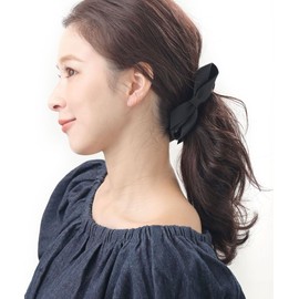 VINGTAINE H7815-BK- Banana Clip, Ribbon, Satin, Simple, Hair Clip, Hair Accessory, Cute, Gift, Present