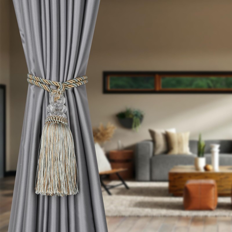 HedongHexi 4 Pack Curtain Tiebacks with Tassel, Outdoor Elegant Decorative